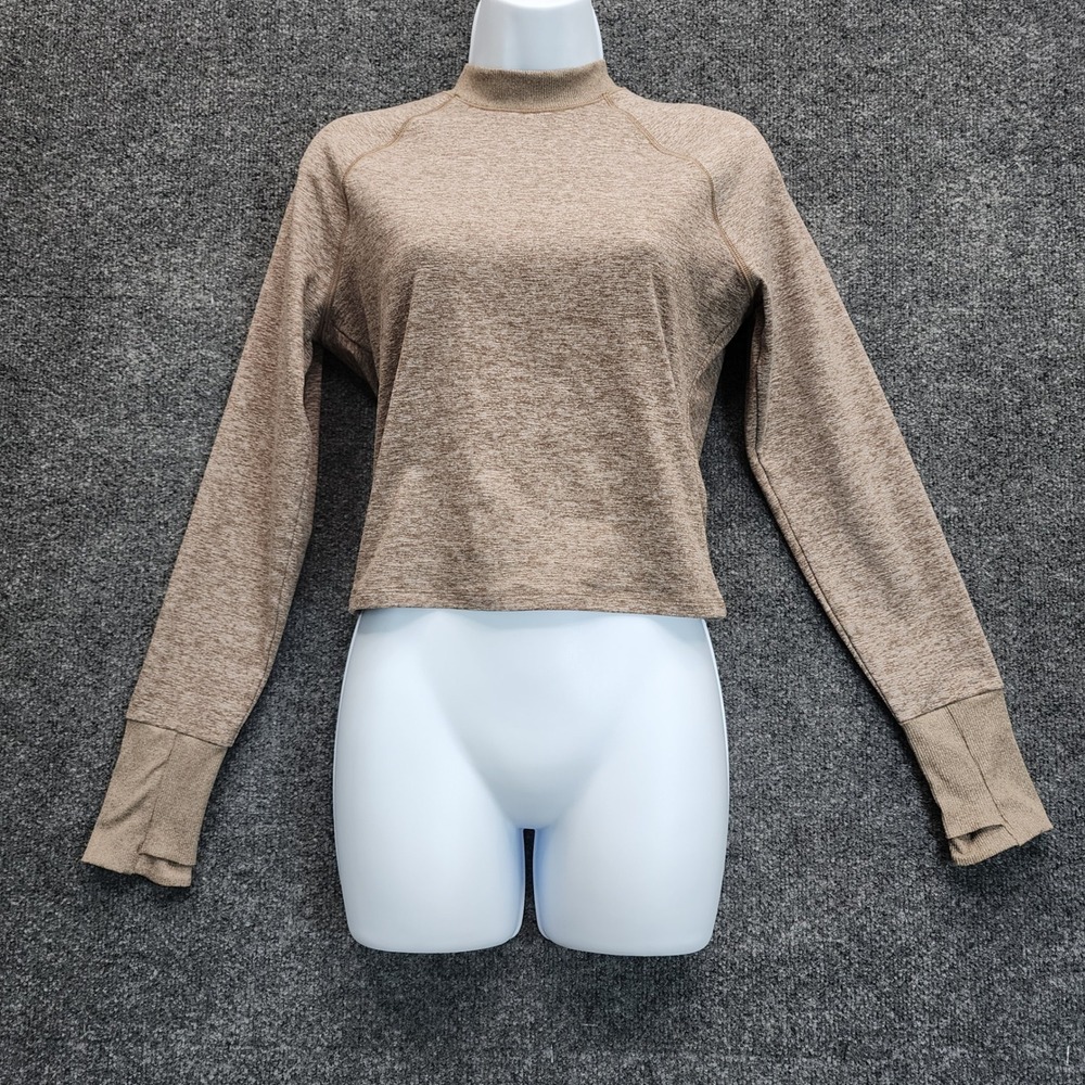 Athleta Space Dye Mock Neck Thumbhole Performance Base Layer Athletic Top M‎